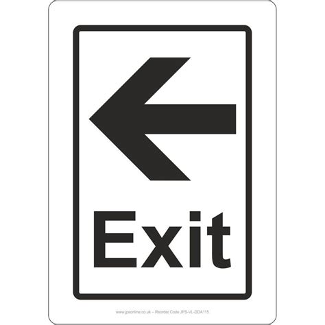 Exit Left Arrow Sign Jps Online
