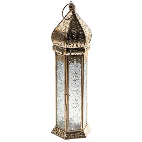 Antique Brass Moroccan Style Large Lantern Natural Collection Select