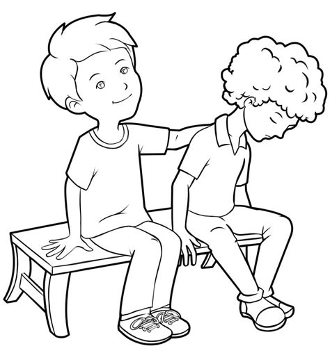 Children Sharing Coloring Pages