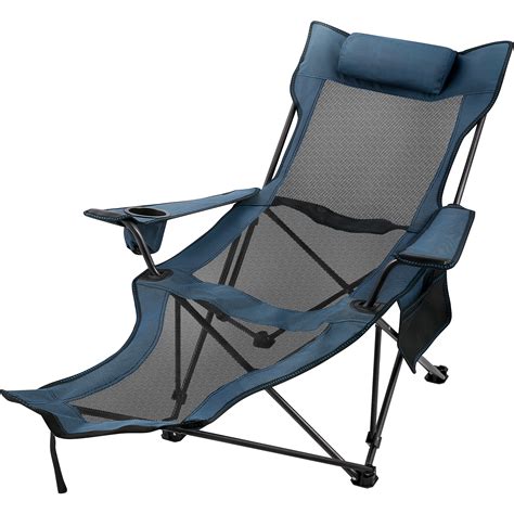 Vevor Folding Camp Chair With Footrest Mesh Portable Lounge Chair With