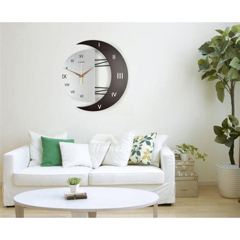 Living Room Wall Clocks Silent Modern Creative Wooden Battery Operated