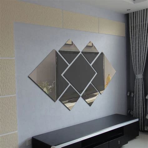 Buy 1 Set 3d Diy Diamond Shape Acrylic Mirror Wall