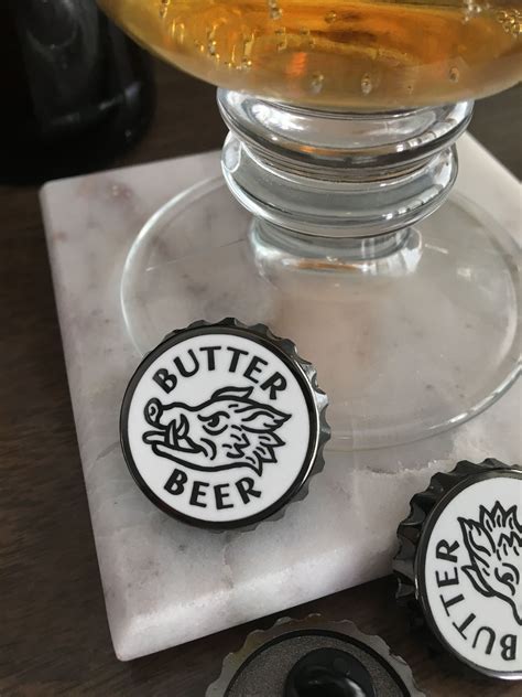 Butterbeer Bottle Cap Shaped Enamel Pins Designed By Rather Keen