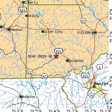 Bears in north carolina map. Bear Creek, North Carolina (NC) ~ population data, races ...