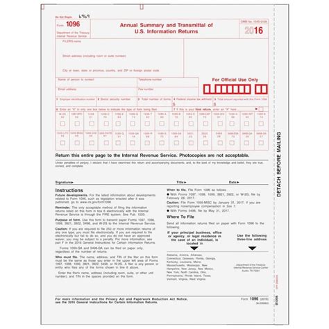 Form 1096 — annual summary and transmittal of u.s. Free Printable 1096 Form 2015 | Free Printable