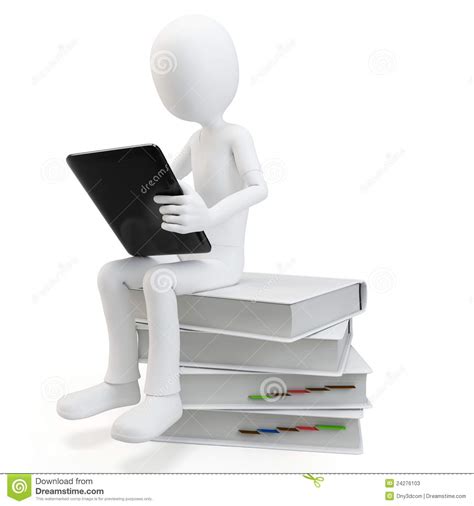 3d Man Sitting On A Pile Of Books Stock Illustration Illustration Of