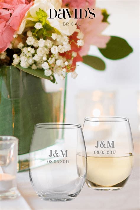 Db Exclusive Personalized Stemless Wine Glass 9oz With Images Davids Bridal Wedding Day