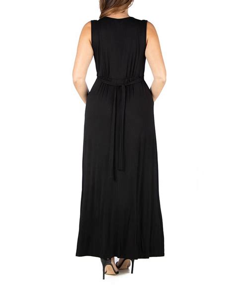 24seven Comfort Apparel Plus Size Sleeveless Empire Waist Maxi Dress