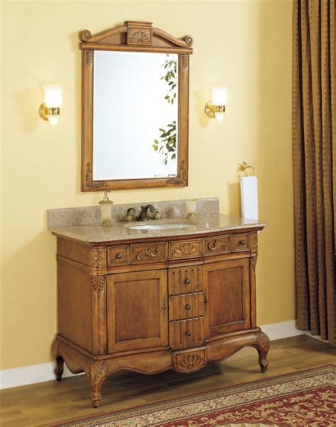 45 Inch Single Sink Bathroom Vanity with Peach Granite Counter Top UVEIY45