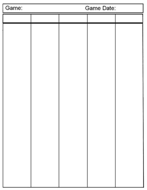Free Blank 5 Column Chart Myleearlah
