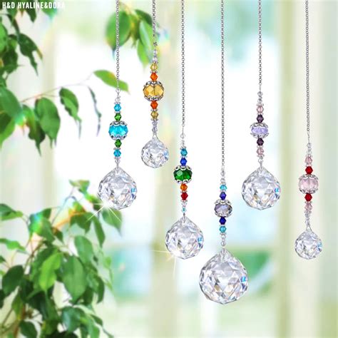 Set 7 Crystal Rainbow Suncatcher Glass Bead Chain Fengshui Hanging