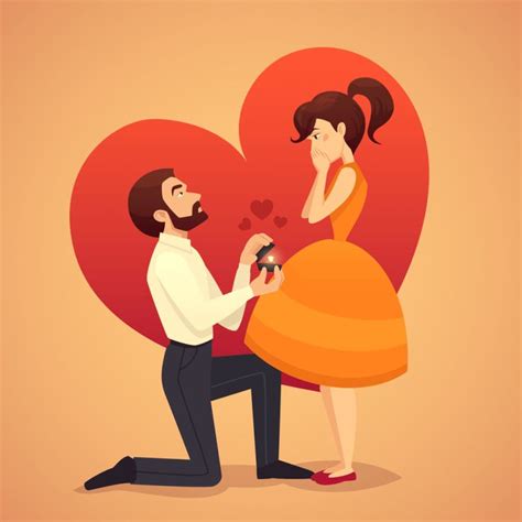 Marry Me Illustration For Valentines Day Cute Couple Drawings