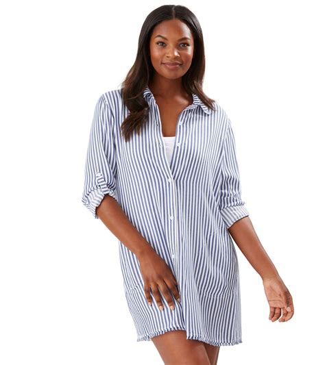 Tommy Bahama Women S Chambray Striped Boyfriend Cover Up Shirt At