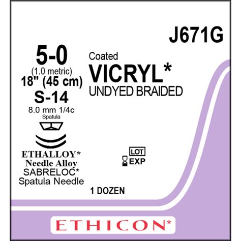 Vicryl Absorbable Sutures Undyed Braided 5 0 Double Armed S14 Needle