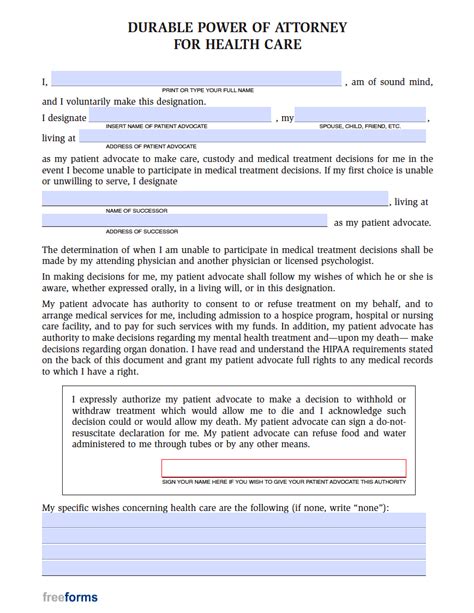 Free Michigan Medical Power Of Attorney Form Pdf