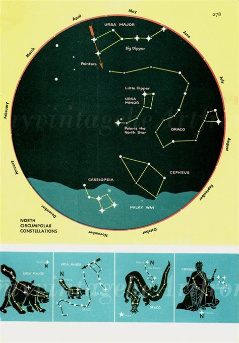 Vintage Star Chart Book Page Art Print By Vintageinclination