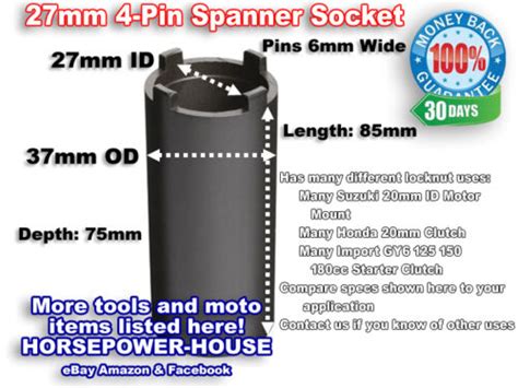 27mm Id 1 116 Special 4 Pin Spanner Socket Tool For Many Slotted Lock