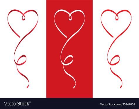 Ribbons Heart Set Valentines Day Concept Vector Image