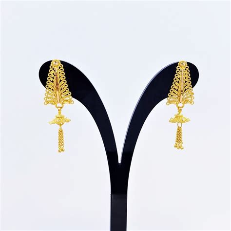 Genuine K Solid Gold Earrings Drop Dangle Hallmarked K Etsy