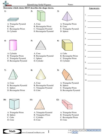 Identifying Solid Shapes Worksheet Free Commoncoresheets