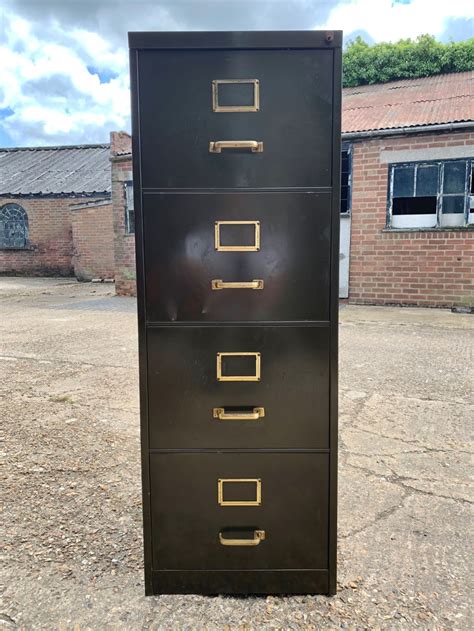 Rare Mid Century 4 Drawer Steel Filing Cabinet By Shannon B Antique