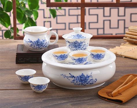 8pcs Set Bone China Gongfu Tea Pot And Cup Set Ceramic Traditional