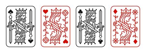 King And Queen Playing Card Vector Illustration Set Of Hearts Spade
