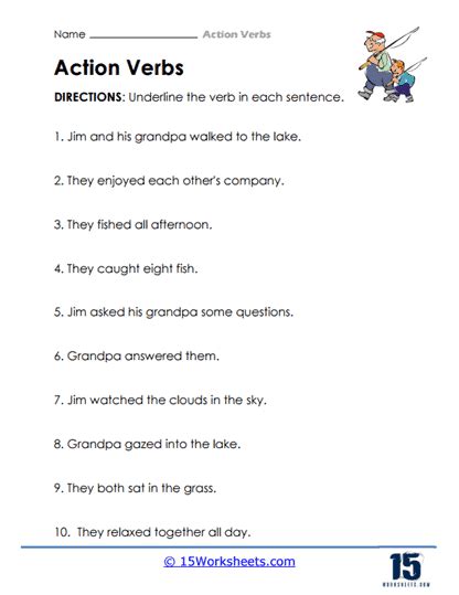 Action Verbs Worksheets