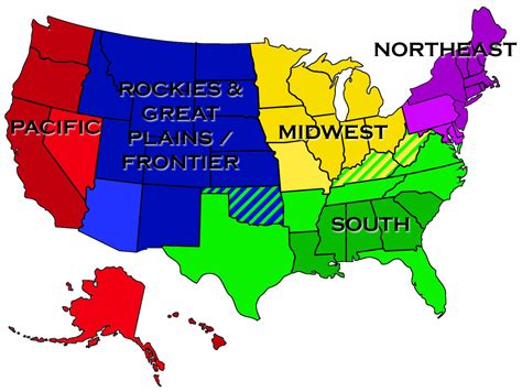 United States Map Split Into Regions United States Map