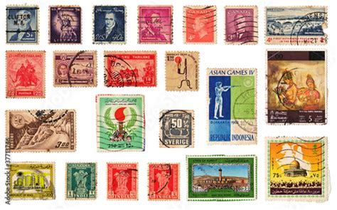 Vintage Postage Stamps Collection From Different Countries Stock