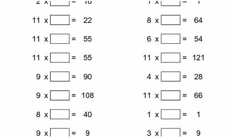 missing multiplication worksheet