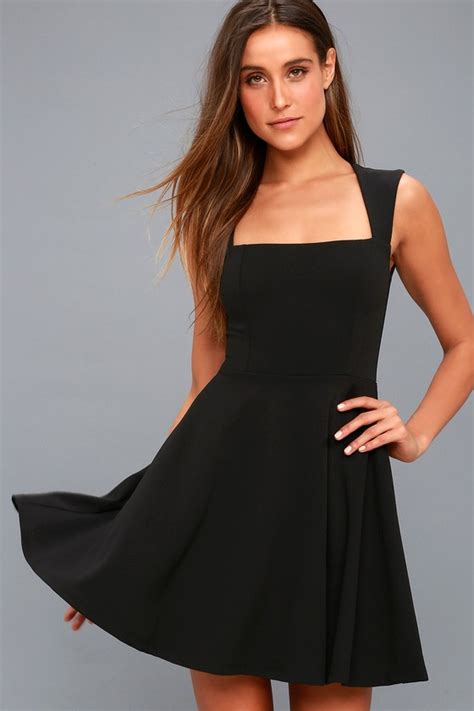 Cute Black Dress Homecoming Dress Skater Dress LBD Lulus