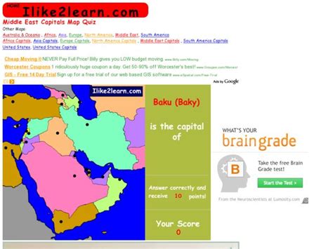Middle East Capitals Map Quiz Worksheet For 6th 12th Grade Lesson