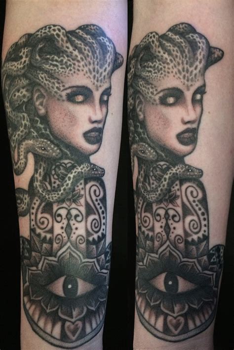 Tattoo Uploaded By Mary Jane Medusa And Hamsa Dotwork Done At