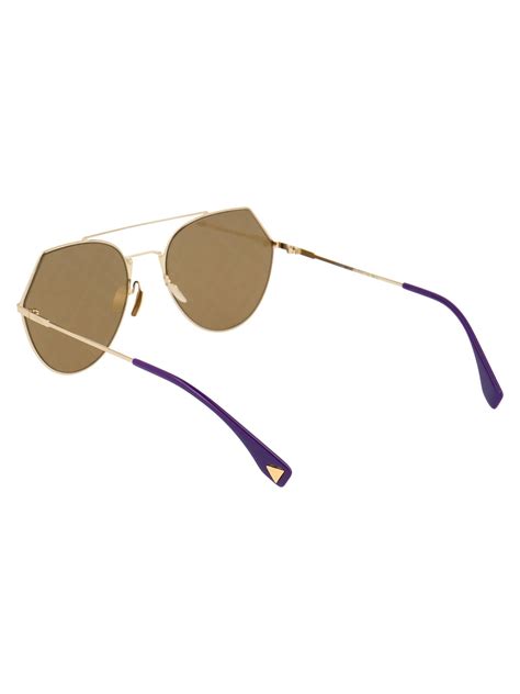 Fendi Ff Monogram Aviator Sunglasses In Gold Metallic Lyst