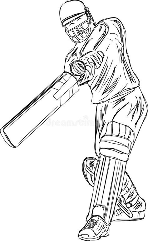 Cricket Batsman Sketch Drawing Cartoon Doodle Silhouette Of Cricket