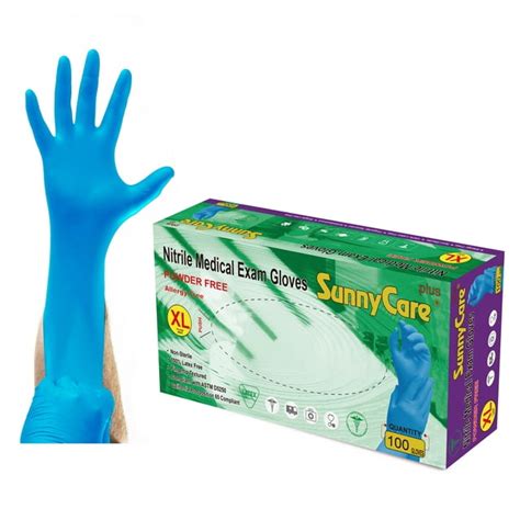 100 Sunnycare Blue Nitrile Medical Exam Gloves Powder Free Non Vinyl Latex Size X Large