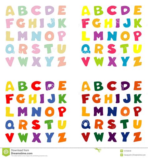 Alphabet 4 Color Palettes Stock Vector Illustration Of Letters 12753548