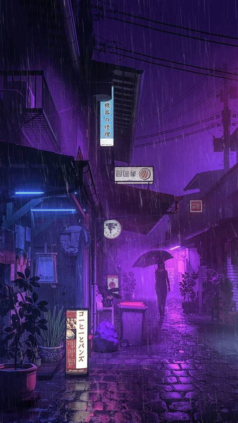 Purple Rain Japan City Anime Hd Phone Wallpaper Pxfuel