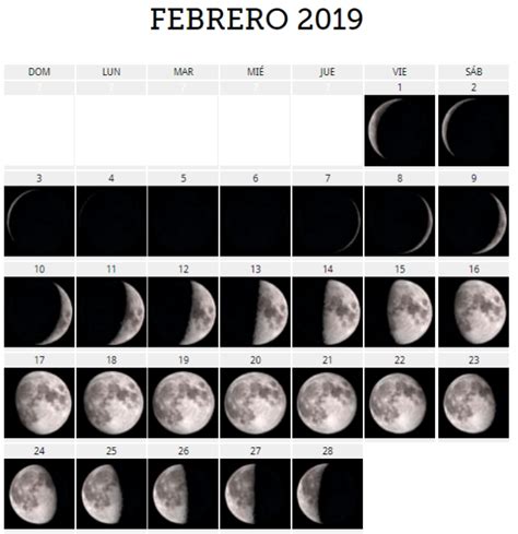 Calendario Lunar 2019 Fases Lunares 2019