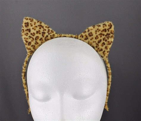 tan brown cat ears headband cheetah soft faux fur furry