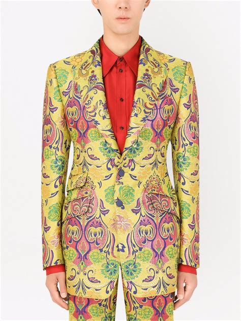 Dolce Gabbana Patterned Jacquard Suit Jacket Farfetch