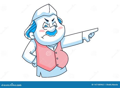 Indian Politician Wearing Kurta And Topi Vector Illustration Cartoon