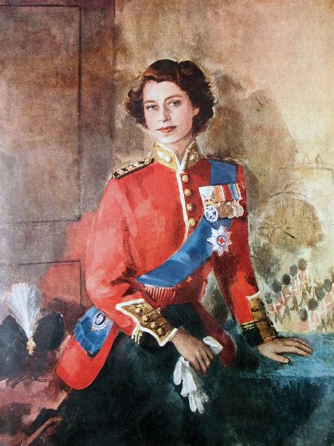 Painting Queen Elizabeth Ii Military Regalia Portrait Art Poster Print