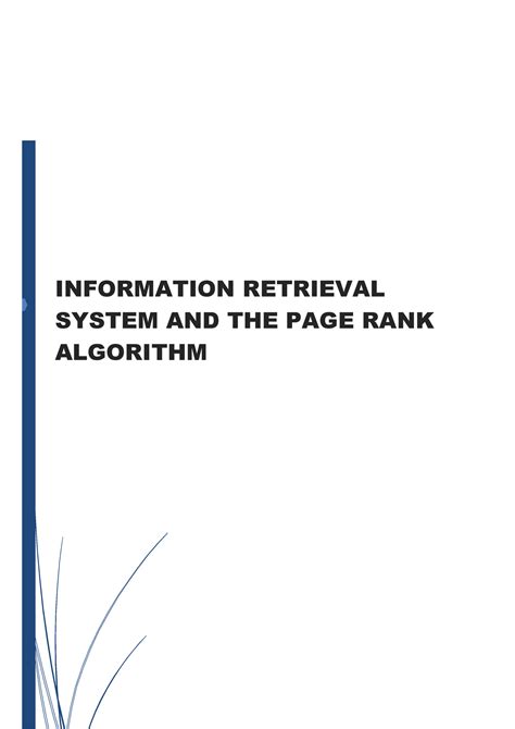 Seminar Information Retrieval System And The Page Rank Algorithm