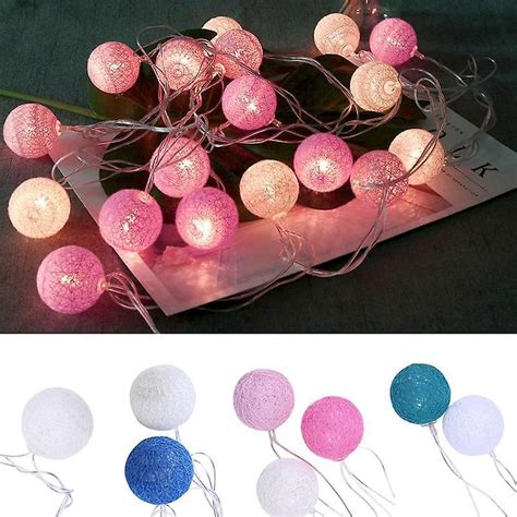 20 Leds Cotton Ball String Lights Outdoor Decoration Fairy Lights