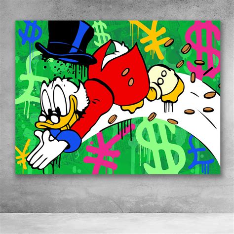 Scrooge Mcduck Diving Graffiti Pop Art Leinwand Etsyde
