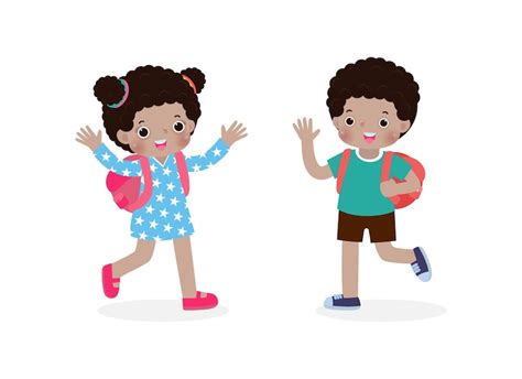 Premium Vector African American Children With The Backpack Saying