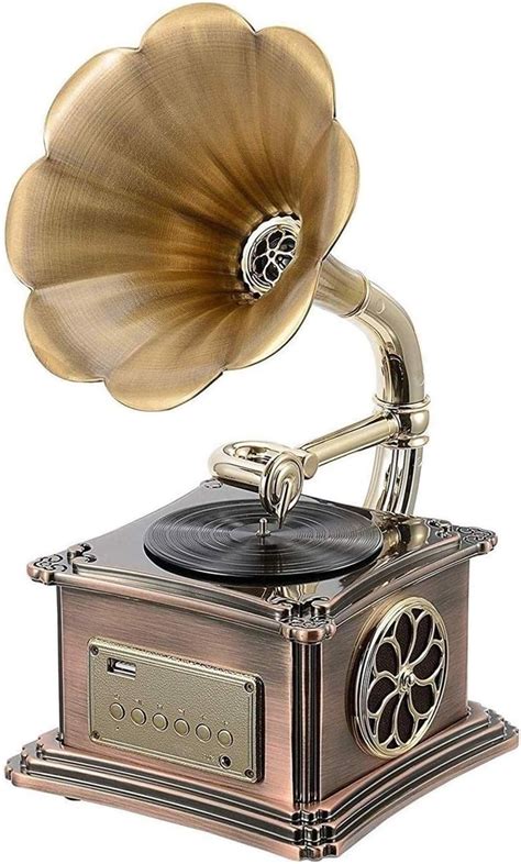Vintage Retro Classic Gramophone Phonograph Shape Stereo Speaker Sound