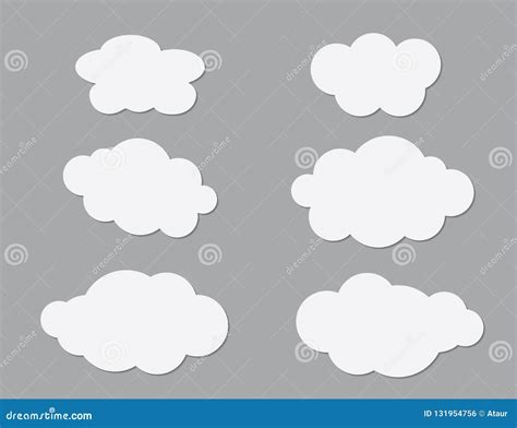 A Set Of White Clouds Clip Arts On Dark Gray Background Vector Stock